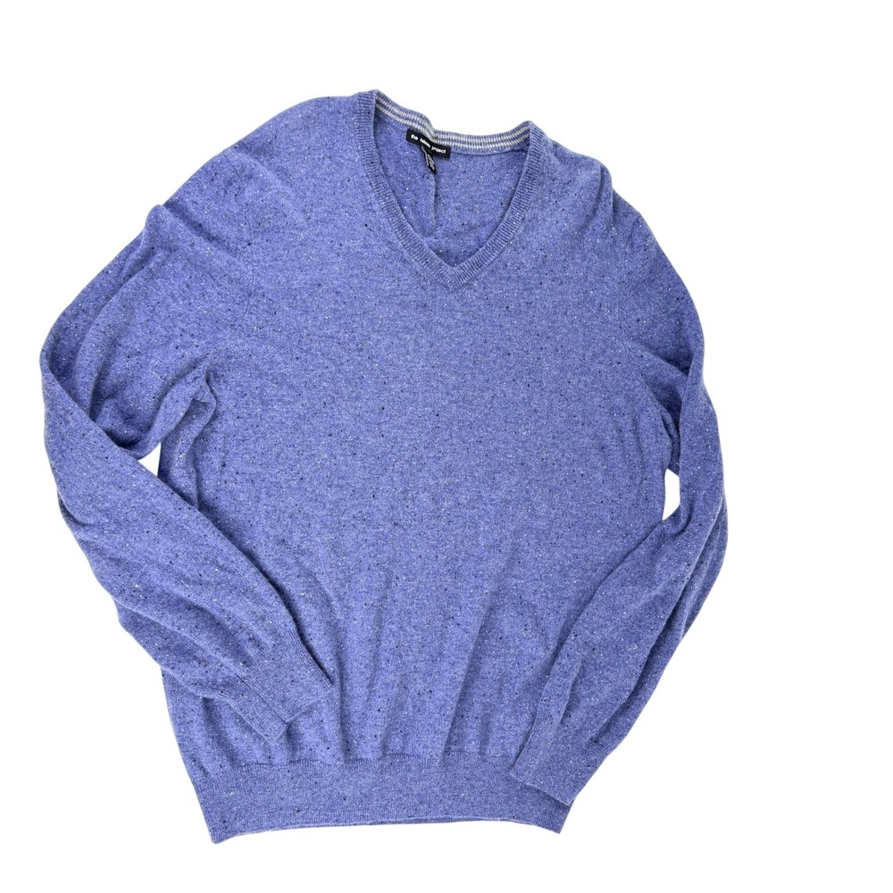 The Cashmere Project Blue Donegal Tweed V-Neck Cashmere Sweater Womens XXL